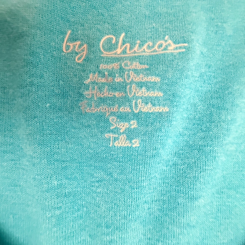 NWT Chico's Blue V-neck 100% Cotton Tank Top Size 2/Large - Picture 4 of 8